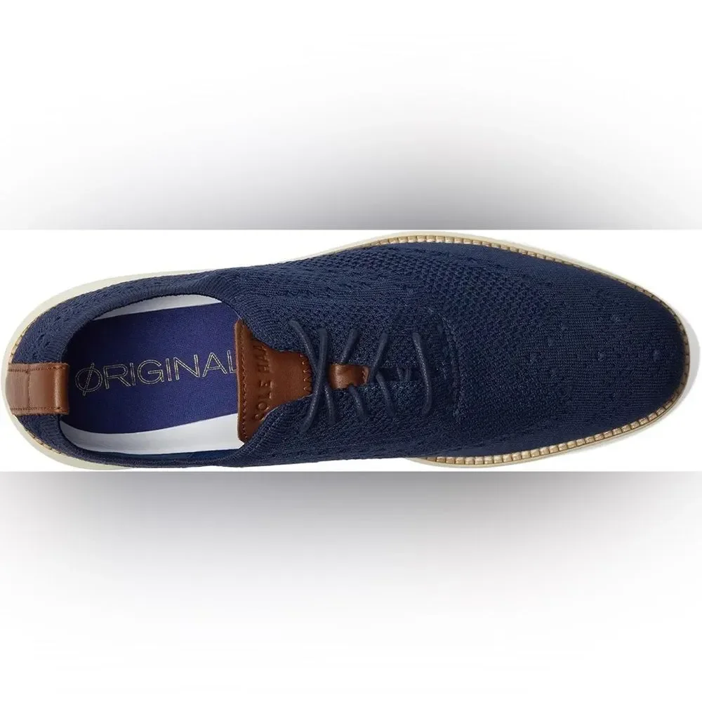 Cole Haan OG Grand Stitchlite Wing Ox 11M Navy Ivory Knit Oxford C27960